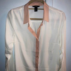 EUC H&M Cream Button Front Blouse, Sz 8